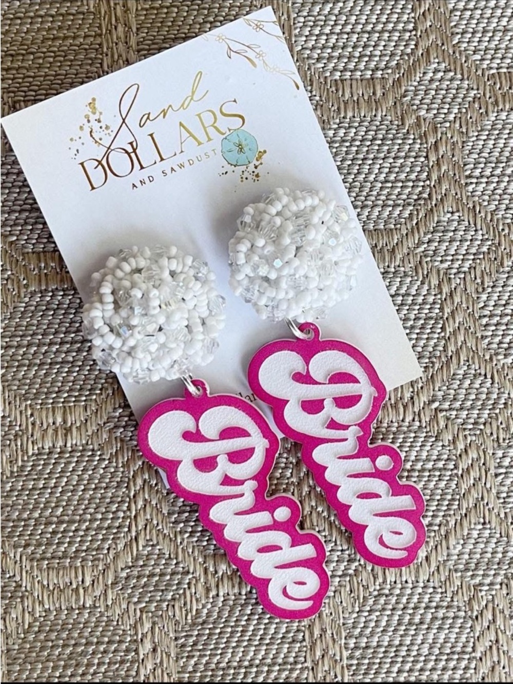 Bride Pink & White Statement Earrings